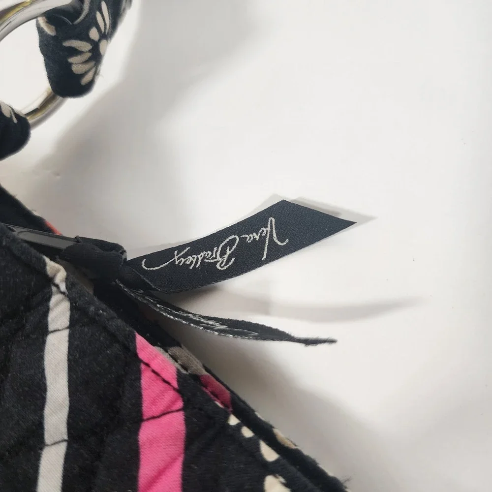 Vera Bradley Triple Zip Hipster Crossbody Black Pink Geometric Quilted Bag